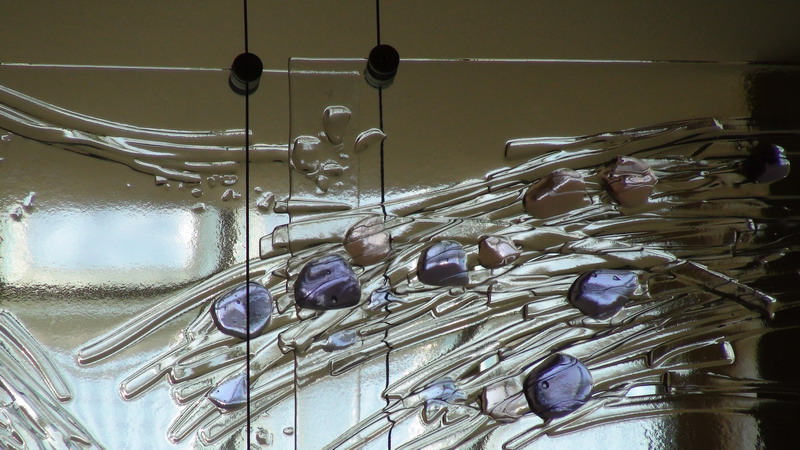 Resurrection. Suspended kilnformed glass mural for the chapel of Father Michael Goetz Secondary School, Mississauga, Ontario