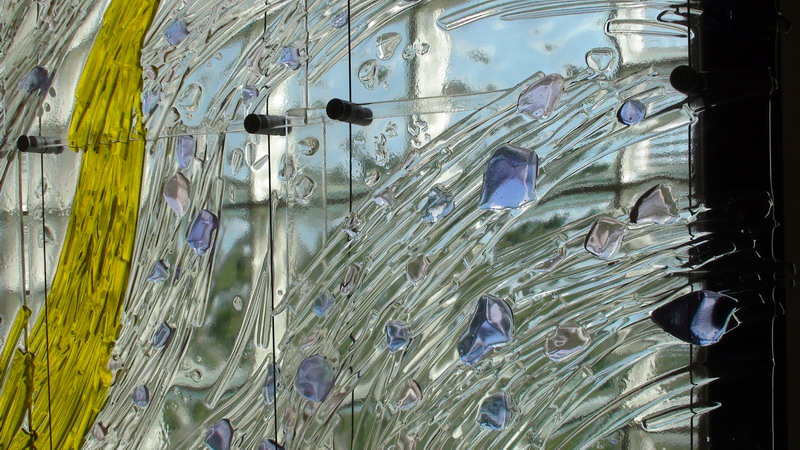 Resurrection. Suspended kilnformed glass mural for the chapel of Father Michael Goetz Secondary School, Mississauga, Ontario