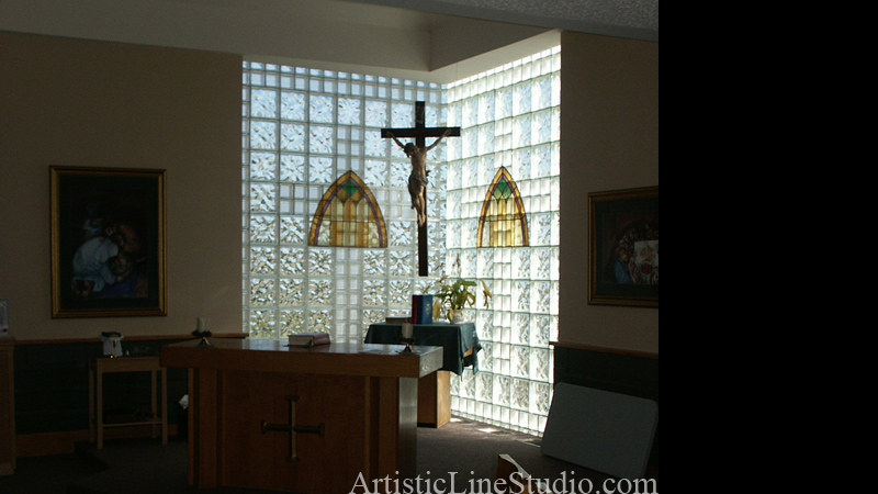 Resurrection. Suspended kilnformed glass mural for the chapel of Father Michael Goetz Secondary School, Mississauga, Ontario