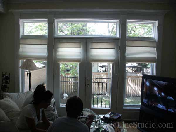 Stained and leaded glass transom windows for the family room