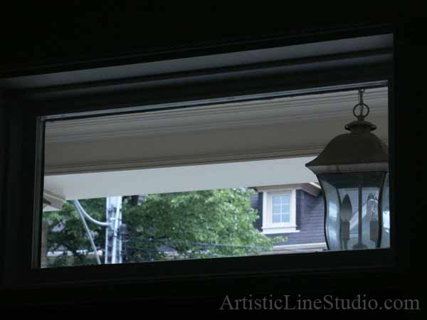 Stained and leaded glass transom window for the front enrance door