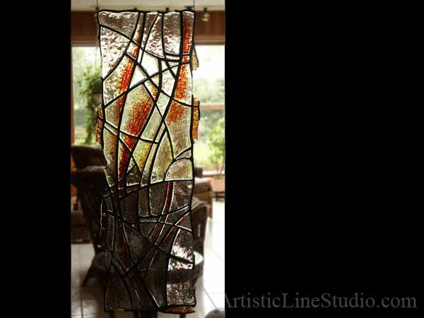 Stained, fused and leaded glass sculpture for  a private residence