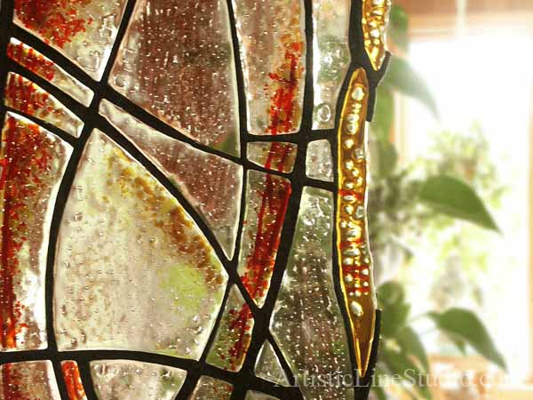 Stained, fused and leaded glass sculpture for  a private residence