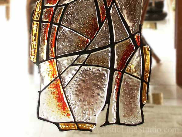 Stained, fused and leaded glass sculpture for  a private residence