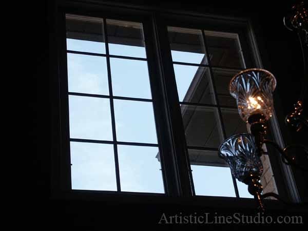 Stained, fused and leaded glass windows for a foyer / stairecase  window
