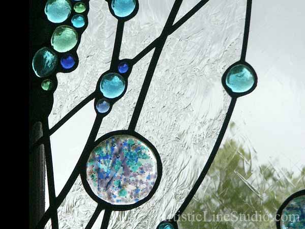 Stained, fused and leaded glass windows for a foyer / stairecase  window