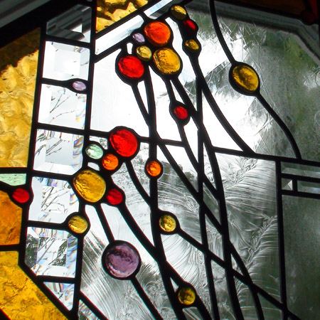 Laura - contemporary stained leaded glass family room window