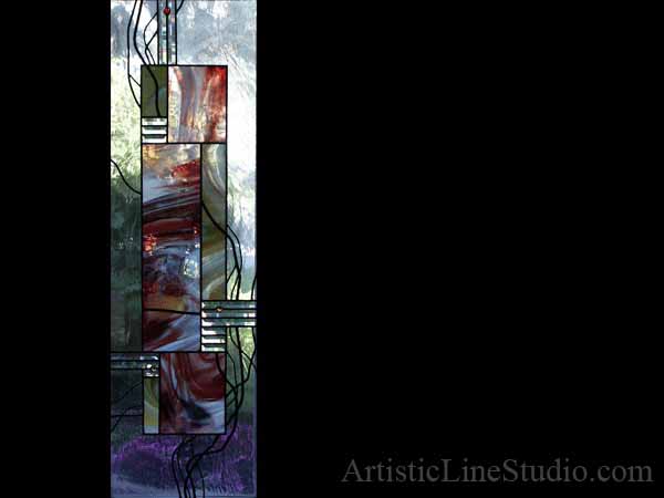 Stained and leaded glass foyer windows with mouthblown glass