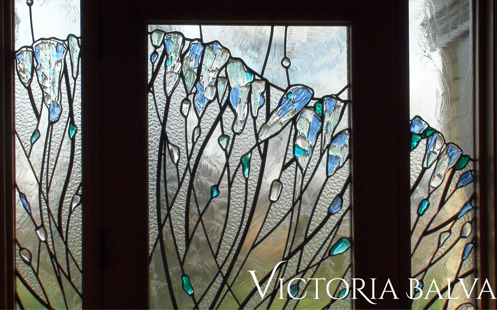 Stained, fused and leaded glass  with kiln formed glass