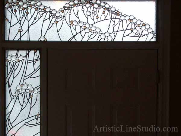 Stained and leaded glass doorlights for entrance door adding privacy and beauty
