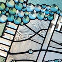 Peter - modern stained leaded glass octagon stairecase window