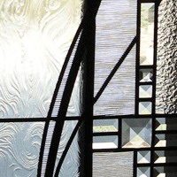 Analog 1 - stained and leaded glass front door side panels