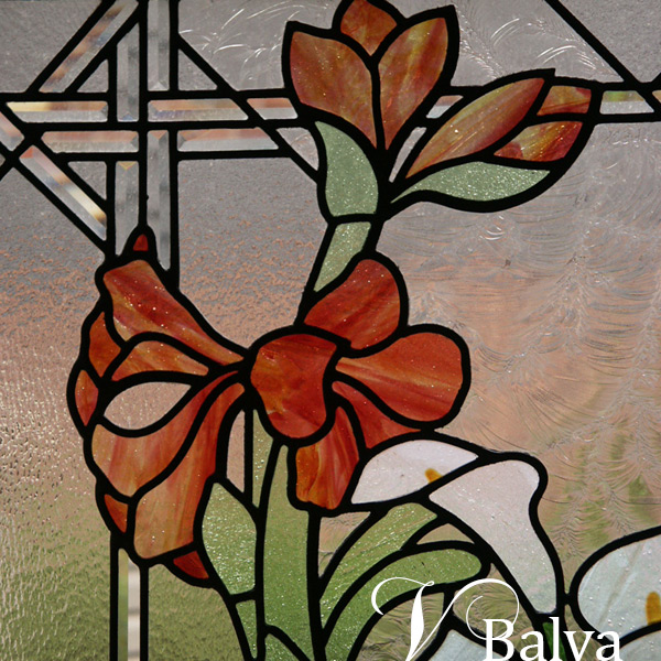 Flower Garden - stained and leaded glass window
